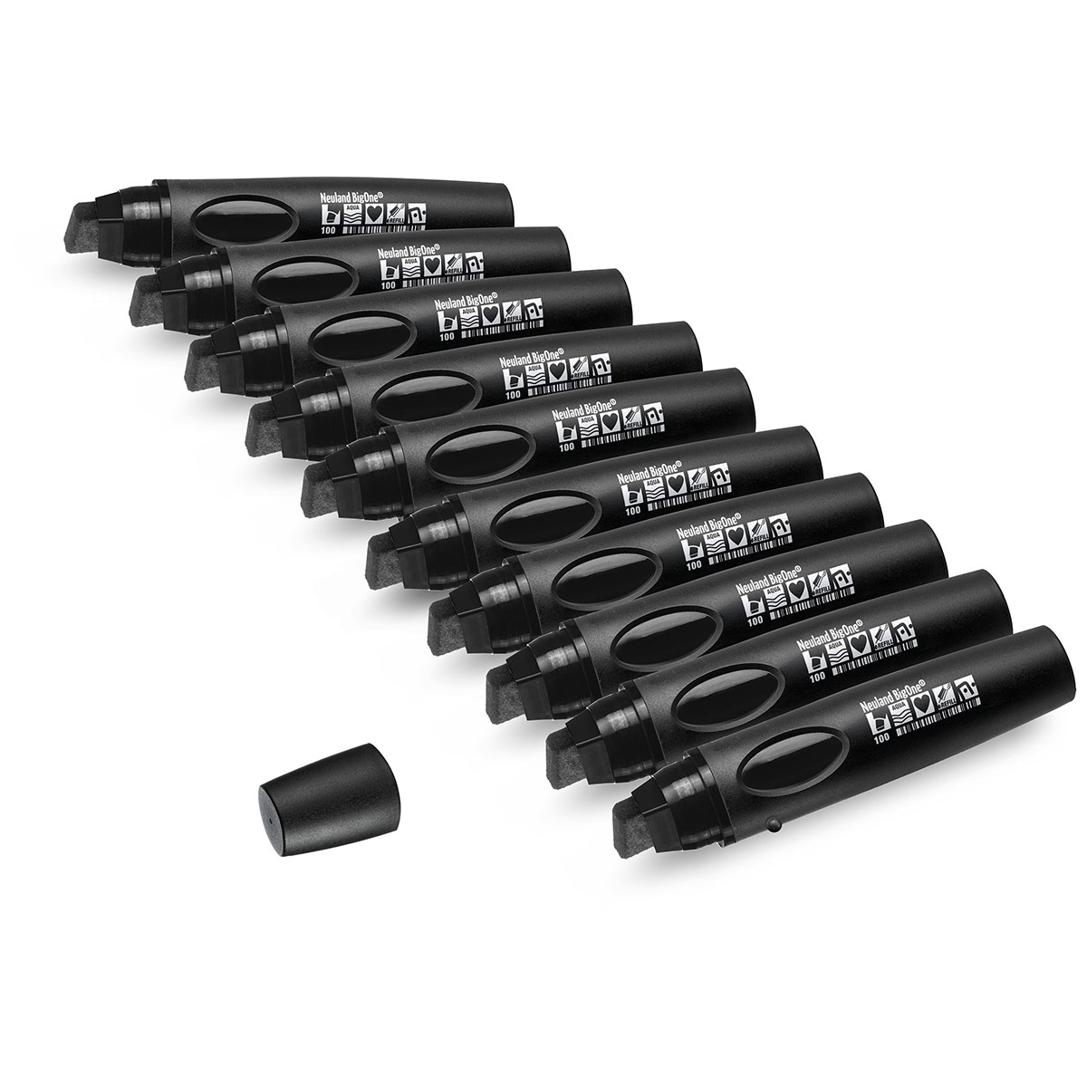 Neuland BigOne® Sada fixů Černé barvy, klínový hrot